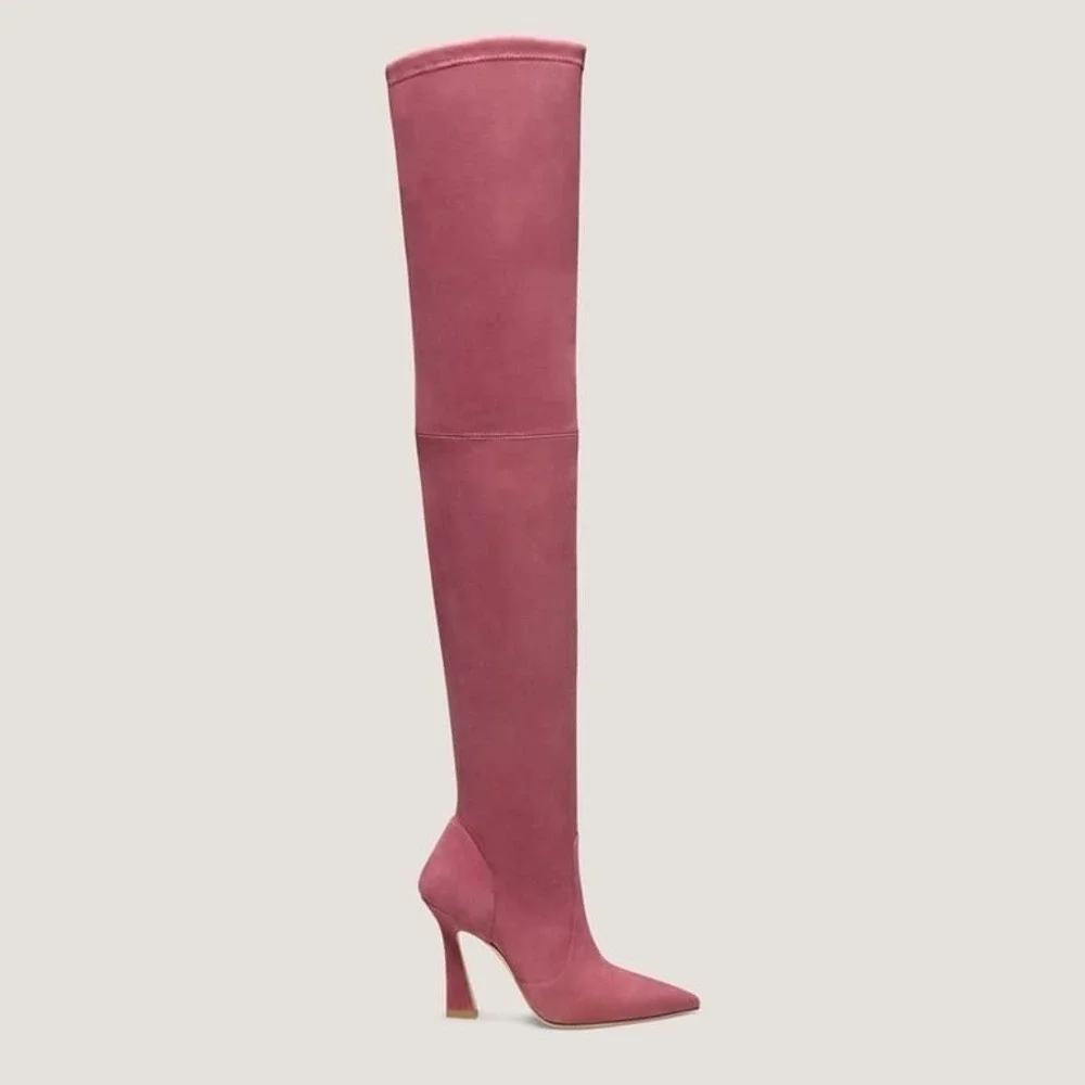 Stuart Weitzman Women's Dusty Berry Stretch/Suede Ultravinnie Over-the-Knee 7.5